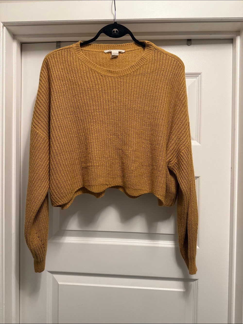 Urban Heritage Cropped Mustard Knit Sweater